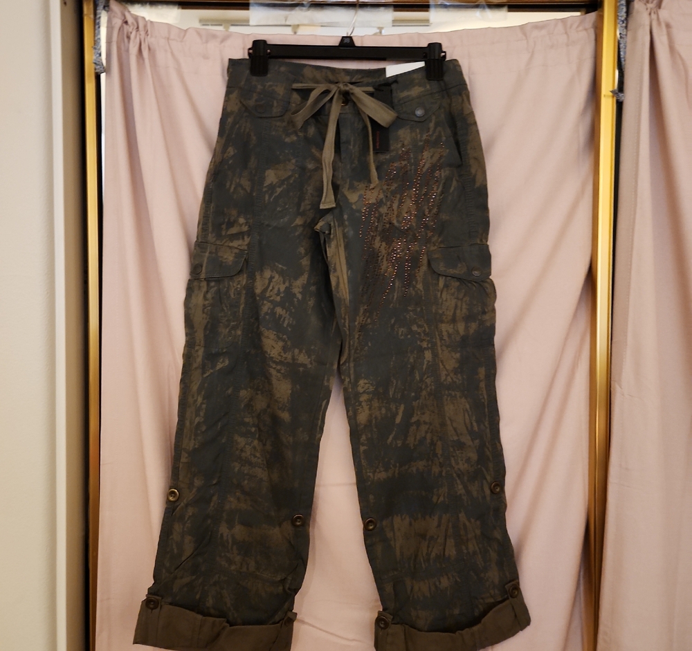 Express Brown Tie-Dye Cropped Pants